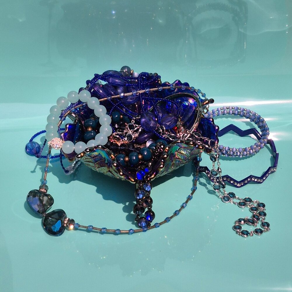 Deep Blue Mystery Jewelry Jar